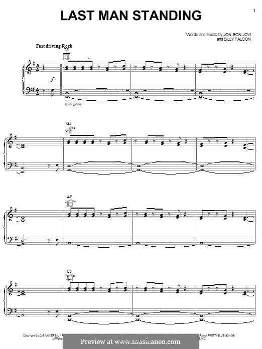 Last Man Standing (Bon Jovi): For voice and piano (or guitar) by Billy Falcon, Jon Bon Jovi