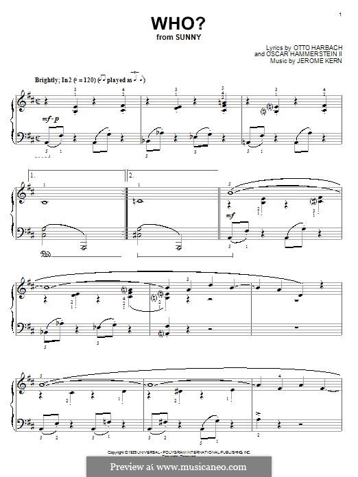 Who?: For piano by Jerome Kern