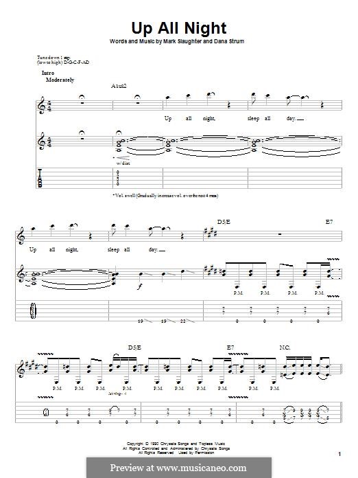 Up All Night: For guitar with tab by Dana Strum, Mark Slaughter