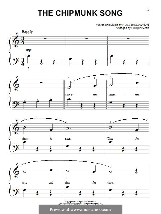 The Chipmunk Song (Alvin and the Chipmunks): For piano by Ross Bagdasarian