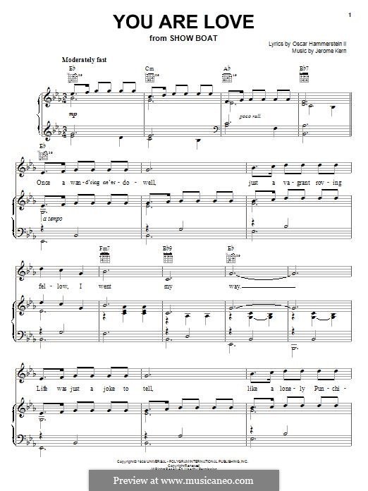 You Are Love (from Show Boat): For voice and piano (or guitar) by Jerome Kern