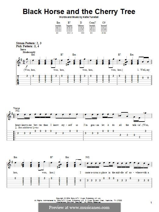 Black Horse and the Cherry Tree: For guitar with tab by KT Tunstall