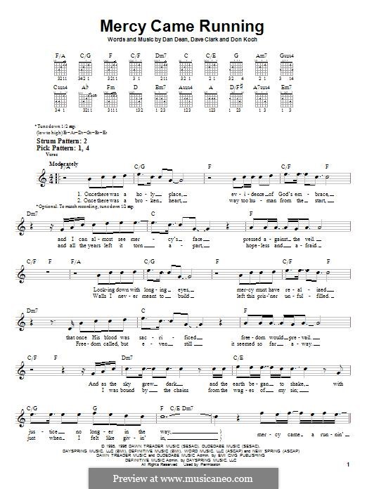 Mercy Came Running (Phillips, Craig & Dean): For guitar with tab by Dave Clark, Don Koch, Dan Dean