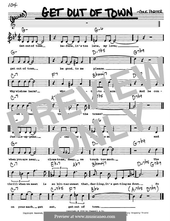 Get Out of Town: Melody line by Cole Porter
