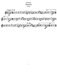 Bourrée in A Minor: For flute and piano – flute part by Johann Krieger