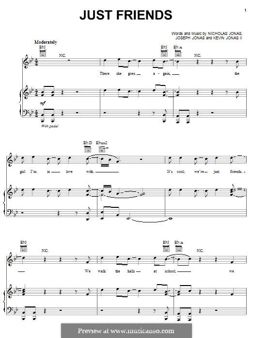 Just Friends (Jonas Brothers): For voice and piano (or guitar) by Joseph Jonas, Kevin Jonas Sr., Nicholas Jonas