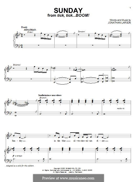 Sunday: For voice and piano by Jonathan Larson