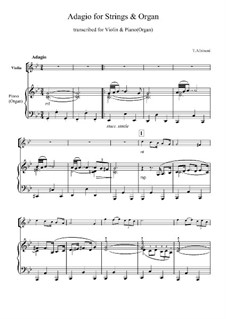 Adagio in G Minor: For violin and piano by Tomaso Albinoni