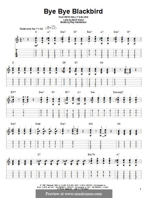 Bye Bye Blackbird: For guitar by Ray Henderson