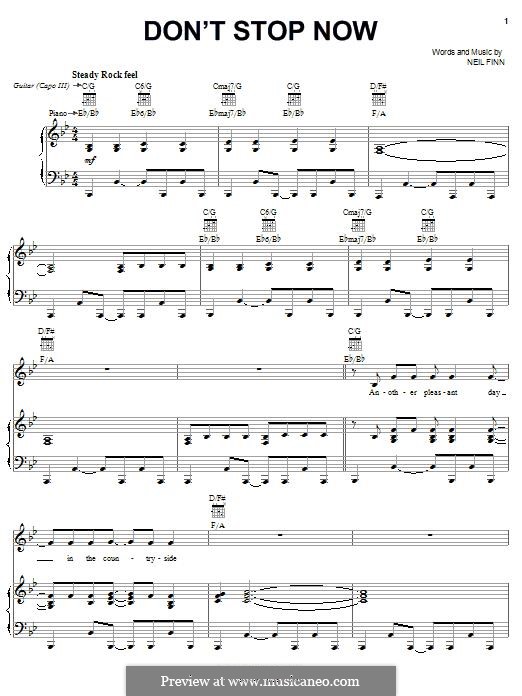 Don't Stop Now (Crowded House): For voice and piano (or guitar) by Neil Finn
