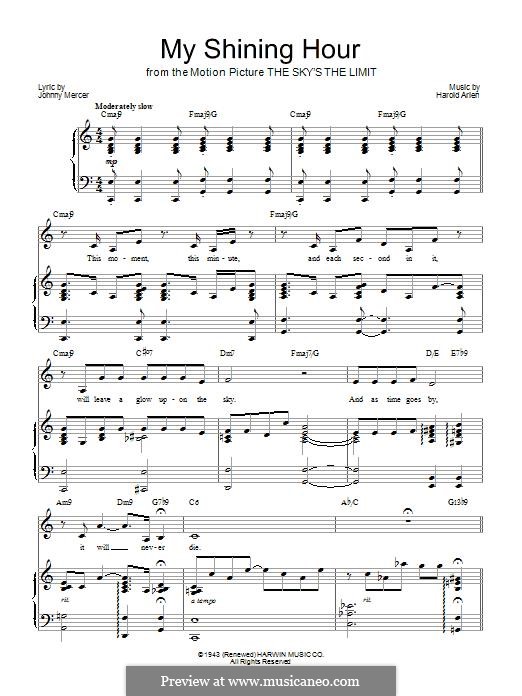 My Shining Hour (Ella Fitzgerald): For voice and piano or guitar (Barbra Streisand) by Harold Arlen