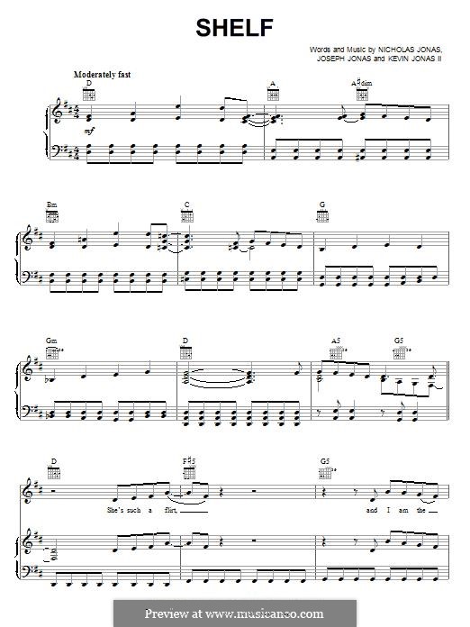 Shelf (Jonas Brothers): For voice and piano (or guitar) by Joseph Jonas, Kevin Jonas Sr., Nicholas Jonas