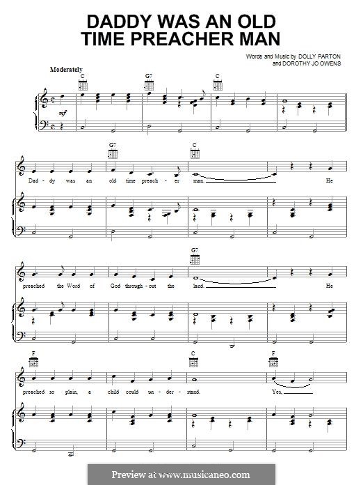 Daddy Was an Old Time Preacher Man: For voice and piano (or guitar) by Dolly Parton, Dorothy Jo Hope