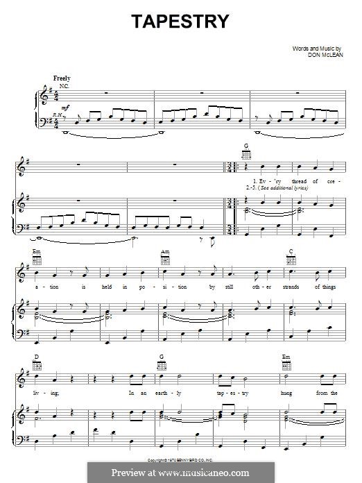 Tapestry by D. McLean sheet music on MusicaNeo