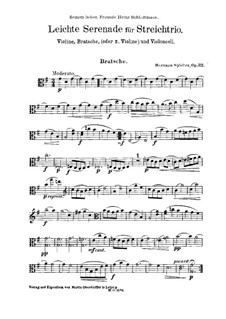 Light Serenade for Violin, Viola (or Violin II) and Cello, Op.32: Viola part by Hermann Spielter