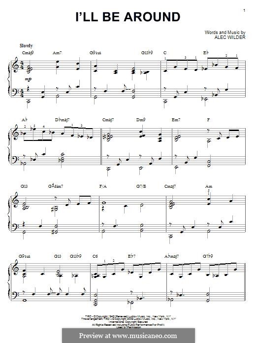 I'll Be Around (The Mills Brothers): For piano (jazz version) by Alec Wilder
