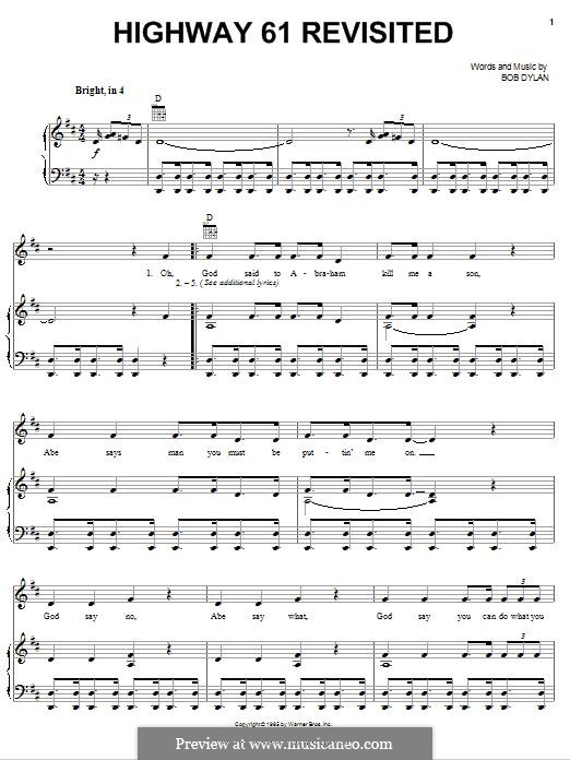 Highway 61 Revisited: For voice and piano (or guitar) by Bob Dylan