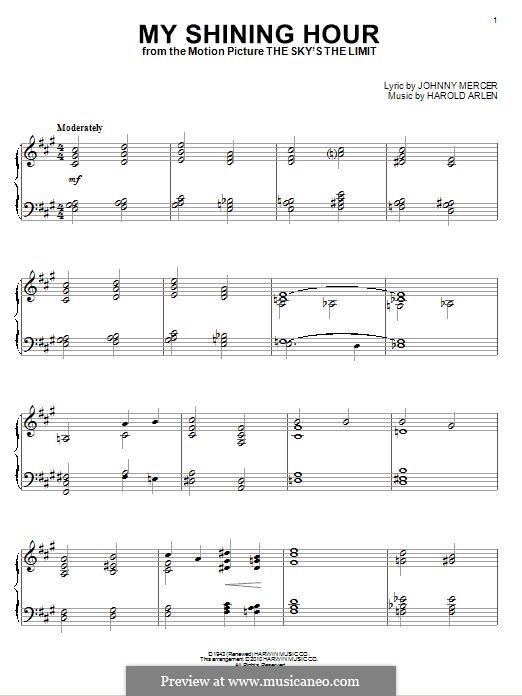 My Shining Hour (Ella Fitzgerald): For piano by Harold Arlen