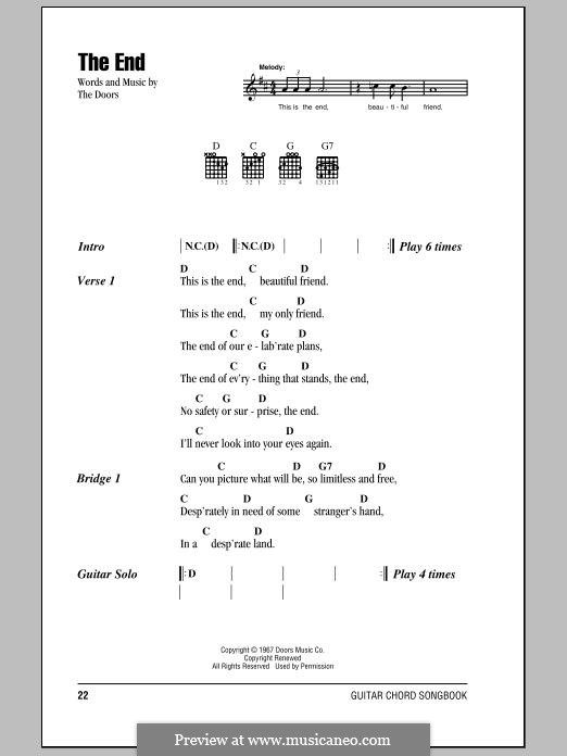 The End by The Doors sheet music on MusicaNeo