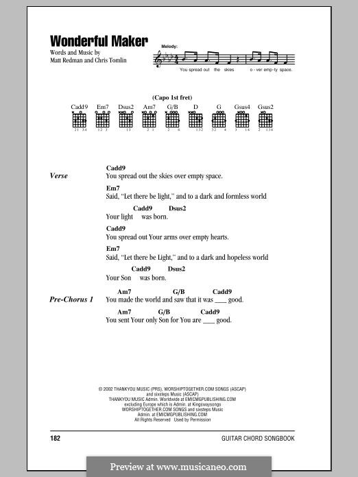 Wonderful Maker: For guitar by Chris Tomlin, Matt Redman