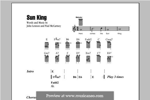 Sun King (The Beatles): For ukulele by John Lennon, Paul McCartney