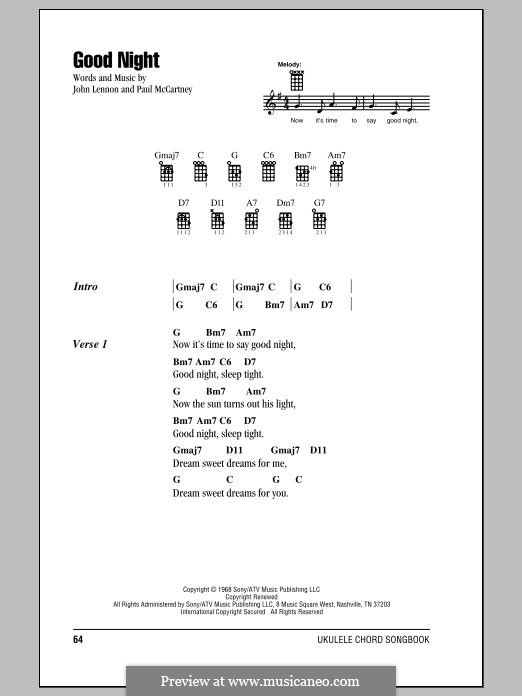 Good Night (The Beatles): For ukulele by John Lennon, Paul McCartney