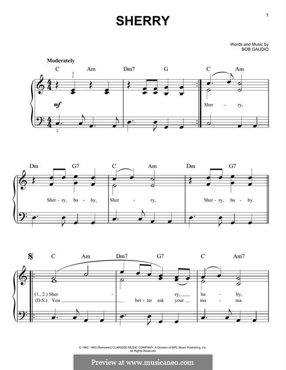 Sherry (The Four Seasons): For piano by Bob Gaudio