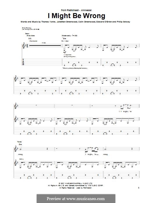 I Might Be Wrong (Radiohead): I Might Be Wrong (Radiohead) by Colin Greenwood, Ed O'Brien, Jonny Greenwood, Phil Selway, Thomas Yorke