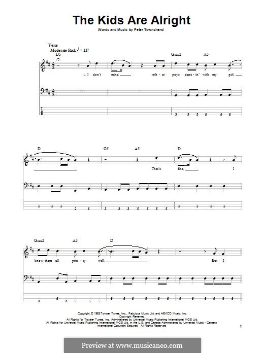 The Kids are Alright (The Who): For bass guitar by Peter Townshend