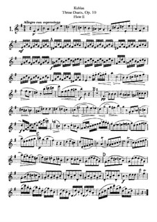 Three Duos for Two Flutes, Op.10: Flute II part by Friedrich Kuhlau
