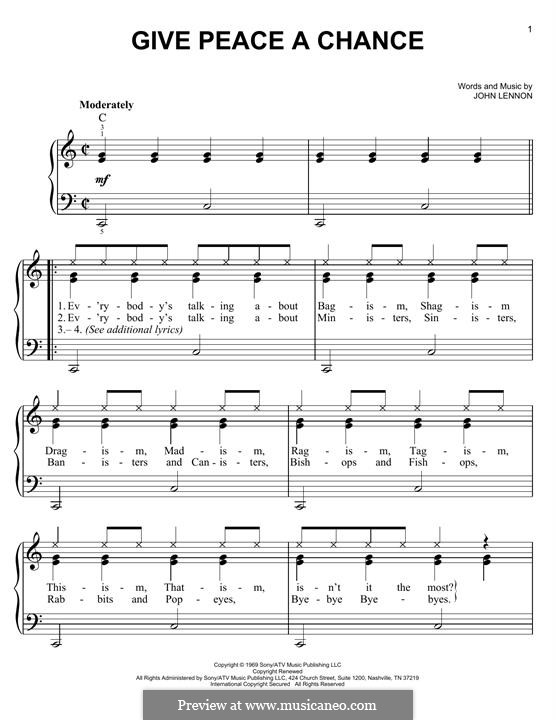Give Peace a Chance: For piano by John Lennon