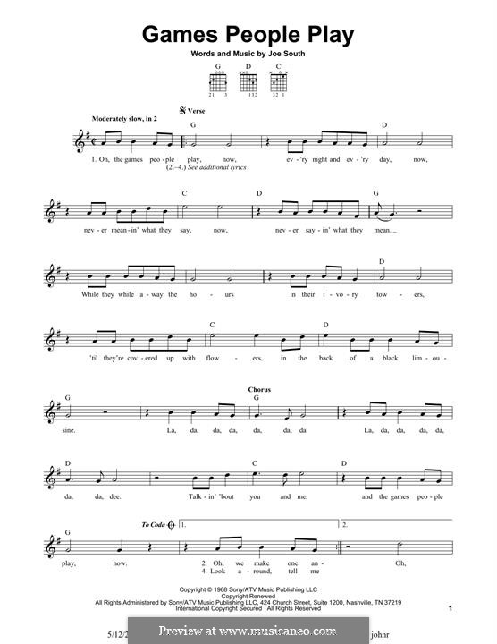 Games People Play: For guitar by Joe South