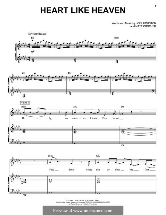 Heart Like Heaven (Hillsong United): For voice and piano by Matt Crocker, Joel Houston