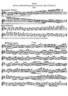 Twenty Easy Melodic Progressive Exercises, Op.93: Book II by Ernesto Köhler