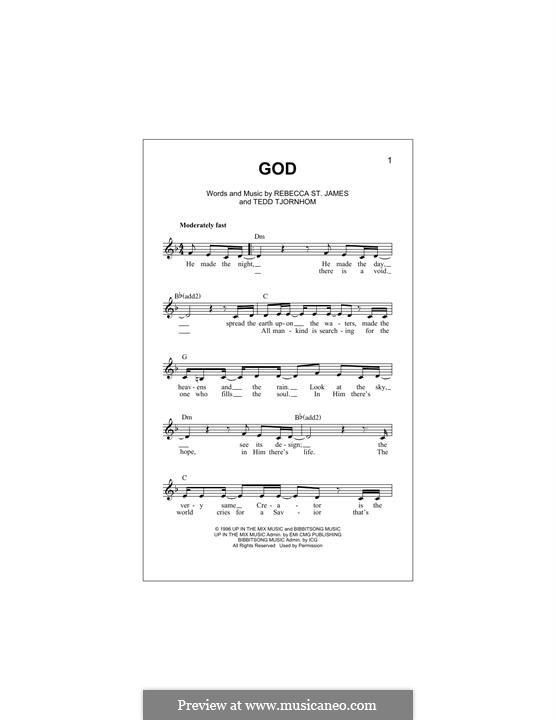 God: For keyboard by Rebecca St. James, Tedd Tjornhom
