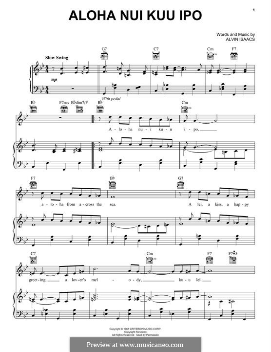 Aloha Nui Kuu Ipo By A Isaacs Sheet Music On Musicaneo