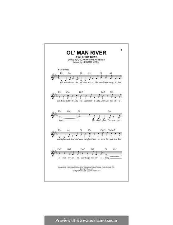 Ol' Man River (from Show Boat): For keyboard by Jerome Kern