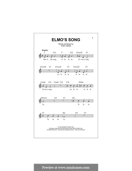 Elmo's Song (from Sesame Street): For keyboard by Tony Geiss