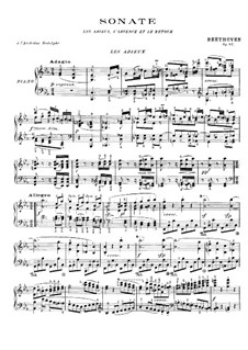 Sonata for Piano No.26 'Les Adieux-The Farewell', Op.81: For a single performer by Ludwig van Beethoven