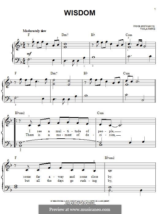 Wisdom: For piano by Twila Paris