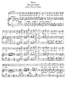 Non più andrai (Now no More): Piano-vocal score by Wolfgang Amadeus Mozart
