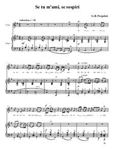 Se tu m'ami, se sospiri: Piano-vocal score (E Minor) by Giovanni Battista Pergolesi