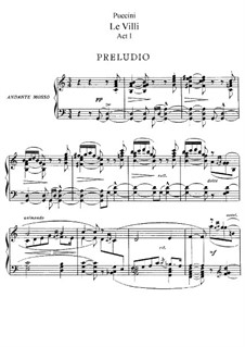 Le Villi (The Willis or The Fairies): Act I, for Soloists, Choir and Piano by Giacomo Puccini