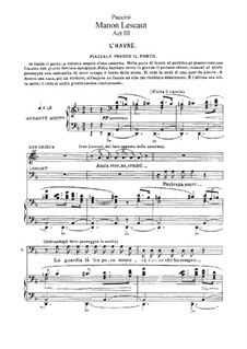 Manon Lescaut : Act III by Giacomo Puccini