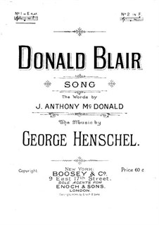 Donald Blair. Song for Voice and Piano: Donald Blair. Song for Voice and Piano by George Henschel