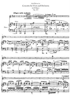 Concerto for Flute and Orchestra in D Major, Op.283: Version for flute and piano – score by Carl Reinecke