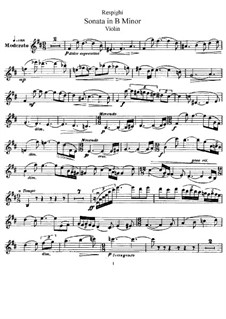 Sonata for Violin and Piano in B Minor: Solo part by Ottorino Respighi