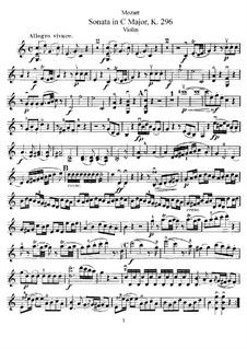 Sonata for Violin and Piano No.17 in C Major, K.296: Solo part by Wolfgang Amadeus Mozart