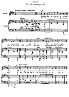 Or ch'io non seguo più: For voice and piano by Raffaello Rontani