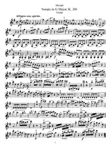 Sonata for Violin and Piano No.18 in G Major, K.301: Solo part by Wolfgang Amadeus Mozart